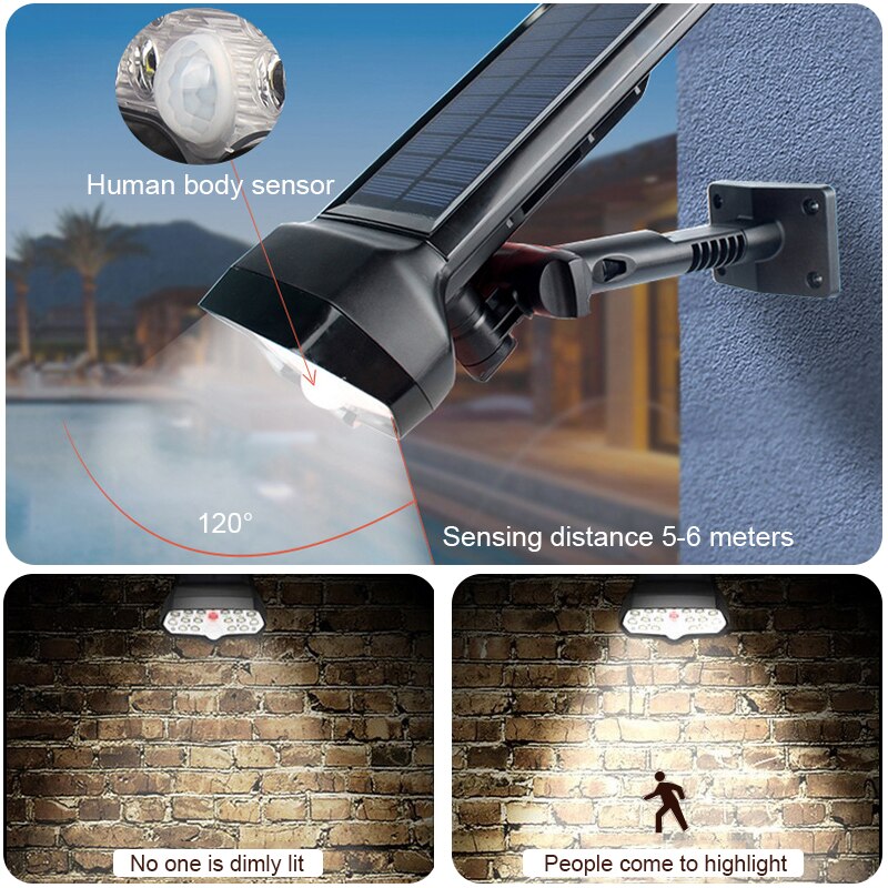 17 LED Motion Sensor Solar Garten Lichter IP67 Wasserdichte Solar Powered Wand Lichter 2-in-1 Wireless Outdoor landschaft Scheinwerfer