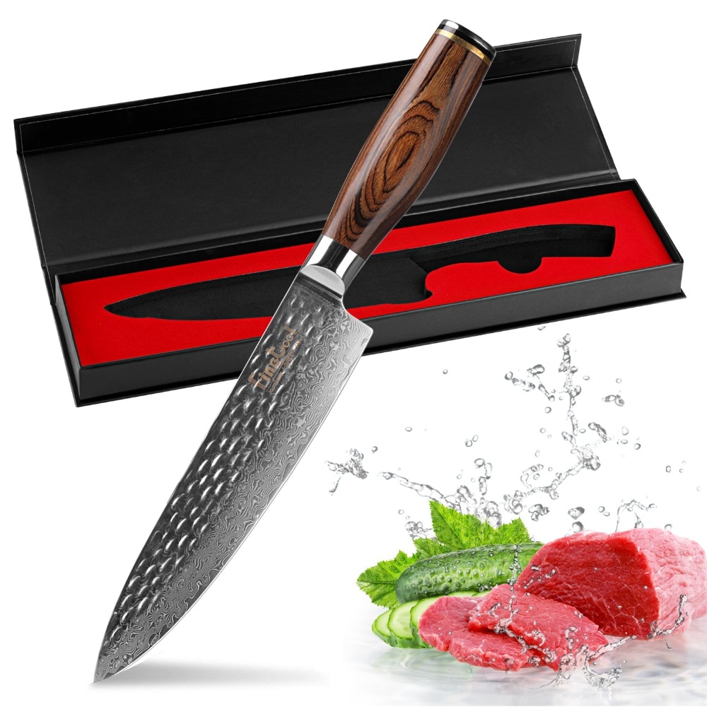 Keukenmessen 8 Inch Professionele Japanse Chef Messen Damascus High Carbon Roestvrij Staal Micarta Handvat Vlees Santokumes