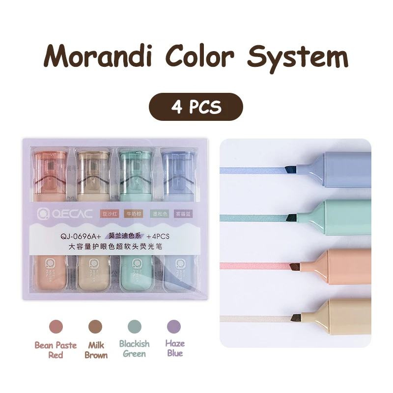 Juego de rotuladores resaltadores Pastel, marcadores resaltadores Kawaii de Color Morandi, bolígrafos bonitos, papelería coreana para útiles escolares: Transparente