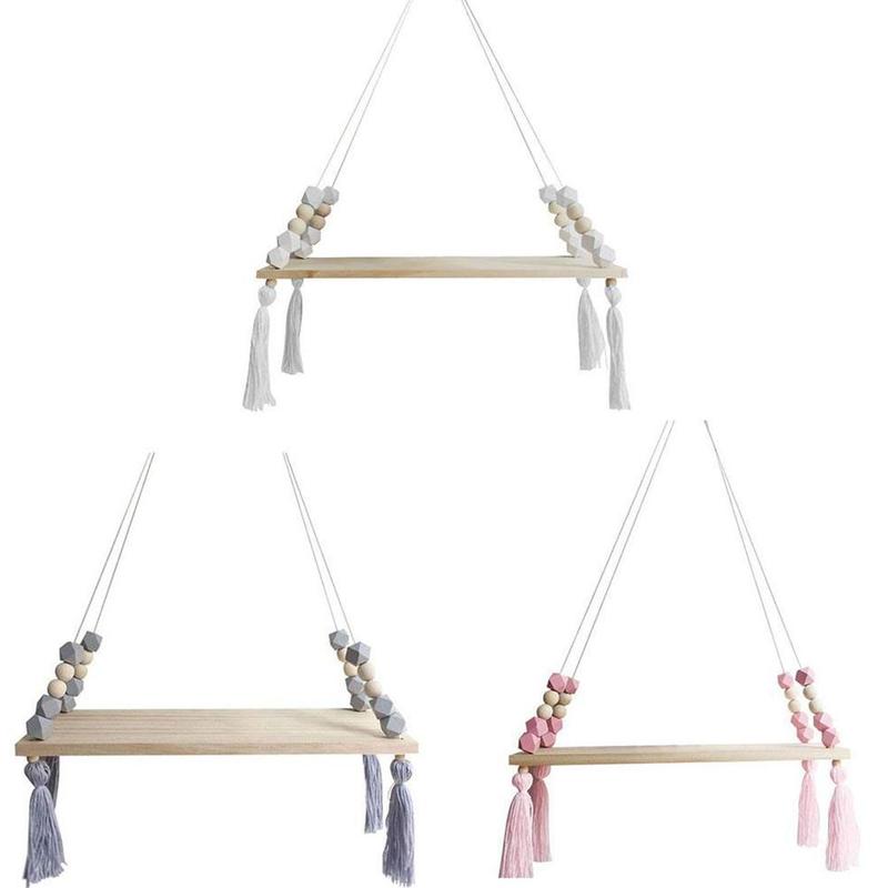 Nordic Stijl Opslag Display Plank Houten Plank Muur Opknoping Ornamenten Kwastje Kralen Hanger Voor Kinderkamer Decoratie Foto Props