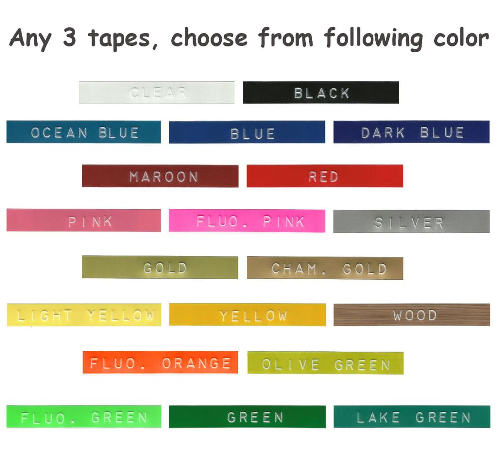 CIDY 3 rolls 9mm *3m Clear Color Dymo 3D Plastic Embossing Tape for Embossing Label Maker DYMO 1011 1610 12965 MOTEX E101: 9mm any 3 colors
