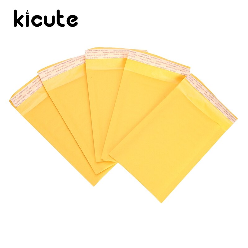 Kicute 50pcs Newest Kraft Bubble Mailers Padded Envelopes Yellow Self Sealing Bags 120x180mm Office School Stationery