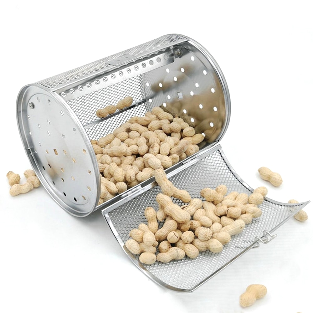 Stekeovn stekestativ kurv rustfri stee baking roterende bur bbq grille bur bakeware rotisserie trommel til bønner nøtt blomst te ert