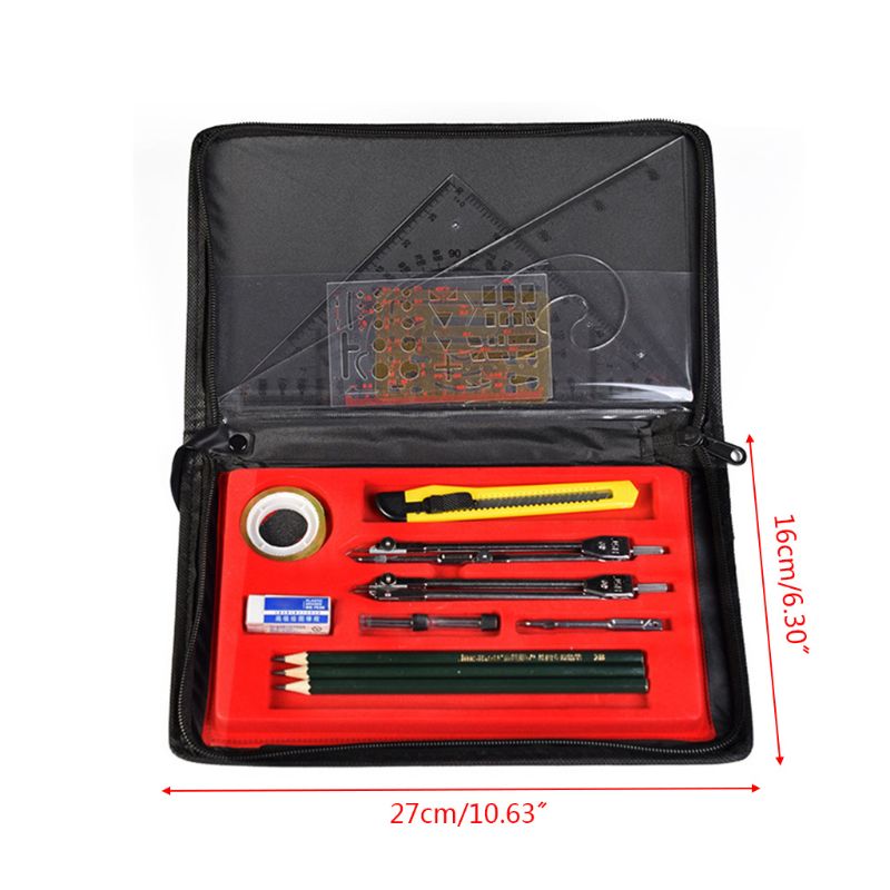 16pcs/set Drafting Compass Set Drawing Templates Pencil Student School Supplies Stationery