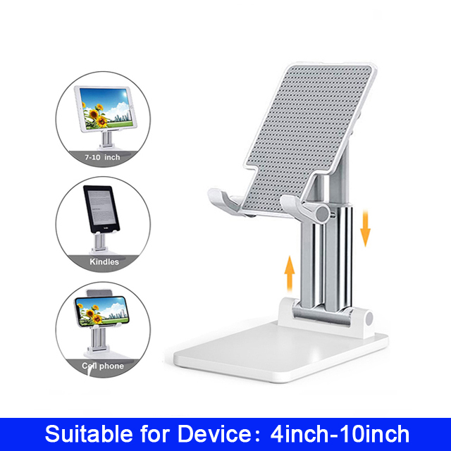 Metallener handyhalter/tablet-ständer für ipad pro, höhenverstellbar, faltbar, winkelverstellbar, tischhalterung für handys, iphones, samsung- und huawei-geräte: T7 weiße