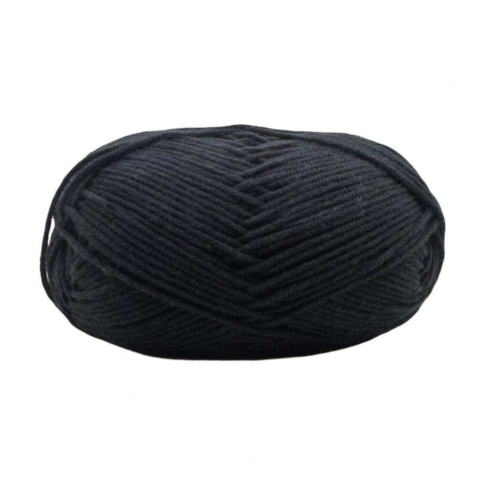 Fil de crochet en coton de lait 4 plis, ligne d'épaisseur, fil de laine ogo, , ultra doux, lework grossier, bricolage: Black