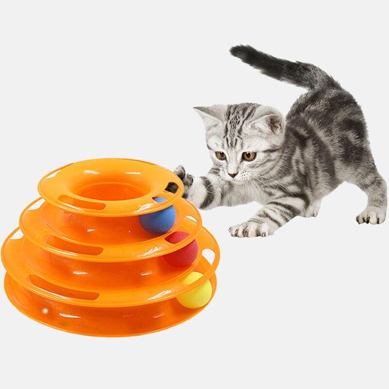 Intelligence Amusement triple disc cat toys ball Training Amusement plate Kitten Three Levels pet cat toy Tower Tracks Disc cat