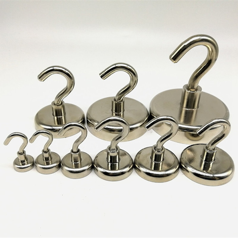 Neodymium N52 Magnet Vertical Pull-force 3KG 4KG 6KG Hook Earth Magnet Multifunction Fridge Sticker Hooks Magnetic Base 1PC