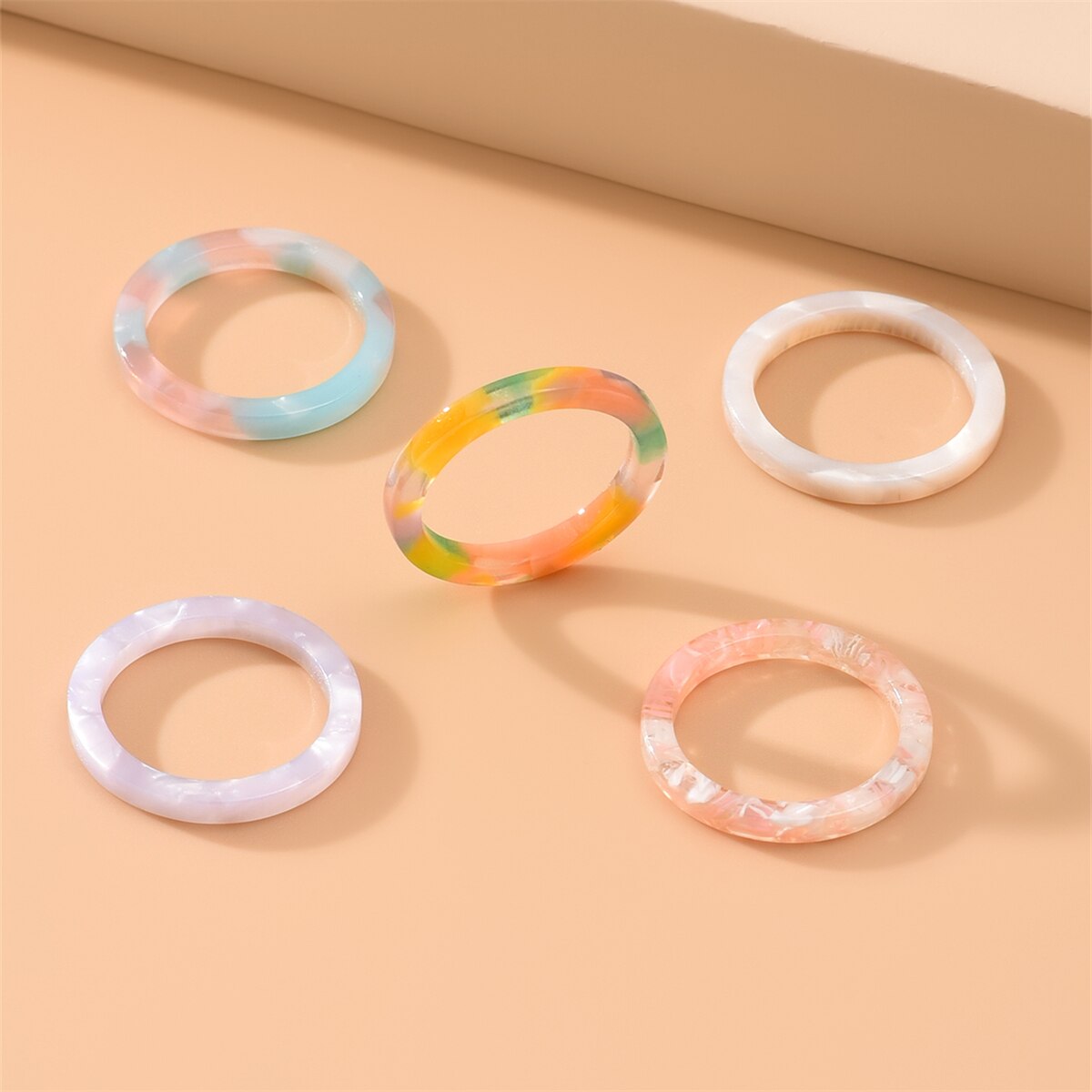 Vintage Geometrische Resin Ring Ringen Set Voor Vrouwen Koreaanse Wijsvinger Ring Mode-sieraden Anillos Anillos Mujer