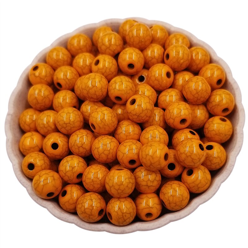100pcs Finding Beads Handmade Material 8mm DIY Cracks Loose Bead Jewelry Accessories Multicolor: Orange