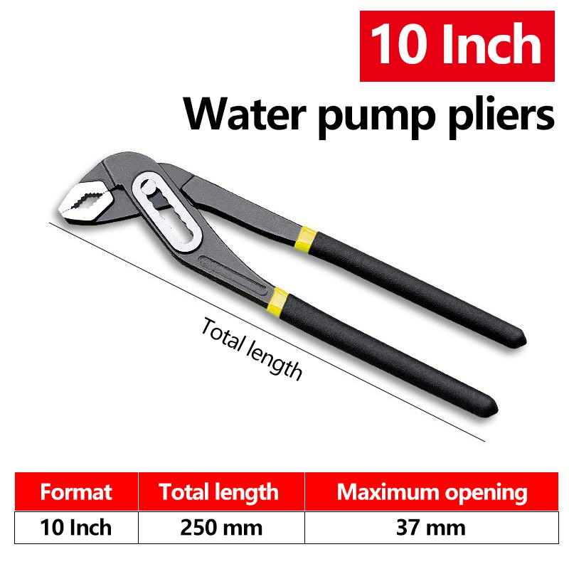 8" 10" 12" water pump pliers quick release plumbing pliers straight chin groove joint tool: 10A