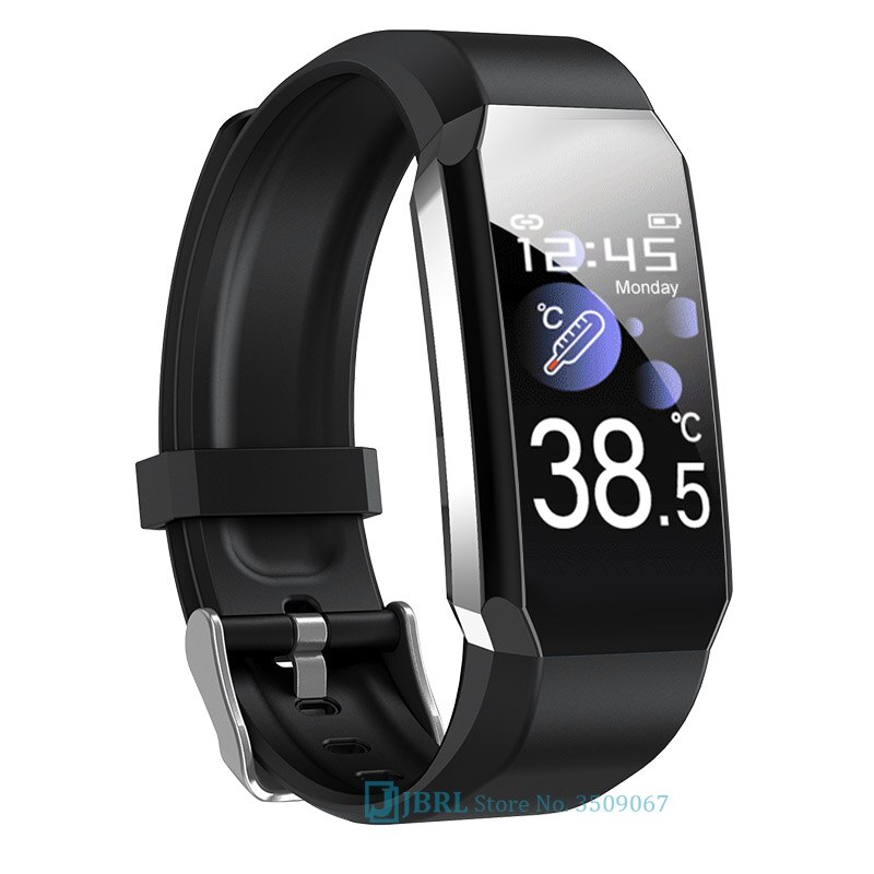 Smart Band Men Women Smart Bracelet Fitness Tracker For Android IOS Smartband Temperature Wristband Smart Wrist Band: black