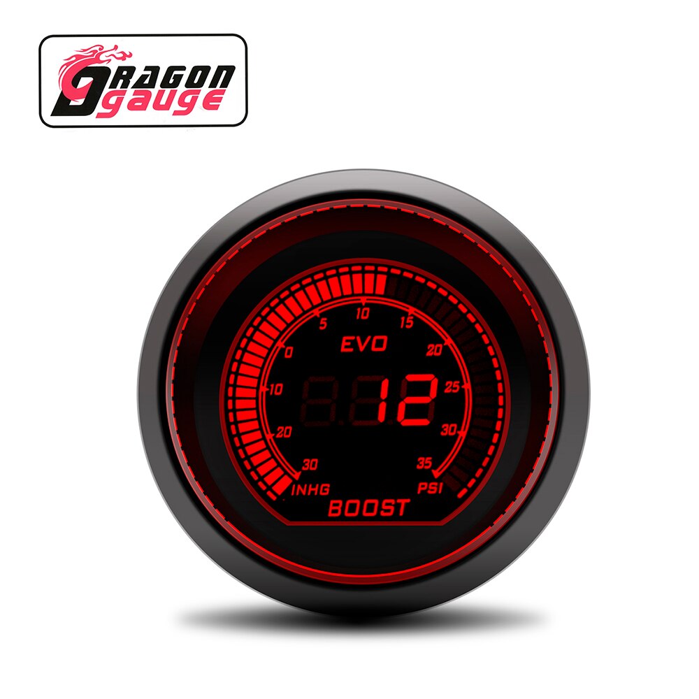「DRAGON」Factory sales 2"52mm turbo gauge/Booster meter-30~35psi Red/Navy Double color 12 volt car Refit Accessories+Gauge Pods: 6251