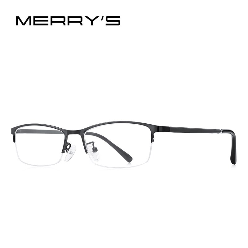 MERRYS Men Women Alloy Glasses Half Frame Myopia Prescription Eyeglasses Optical Frame S2265: C01 Black