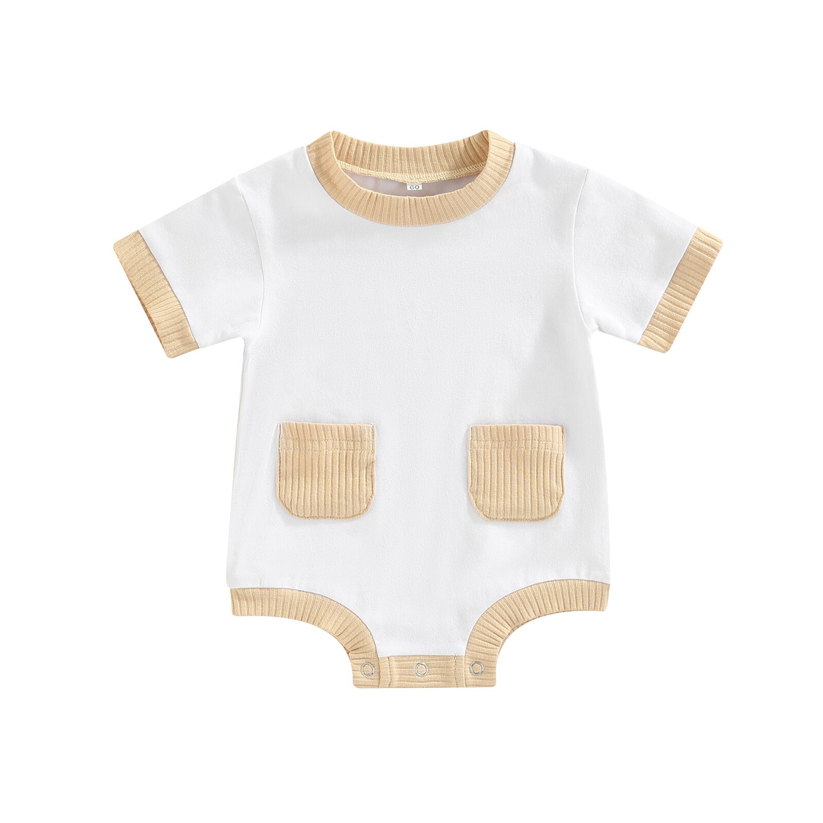 Mono de manga corta con cuello redondo y bolsillos de punto para bebé, pelele informal de 0 a 12 meses, 2022: A / 6 meses