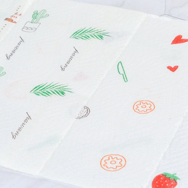 Kitchen Printed Paper 2 Layers Water Absorption Oil-absorbing Paper Towel Kitchen Napkin For Dish Washing Home Cleaning 1Roll