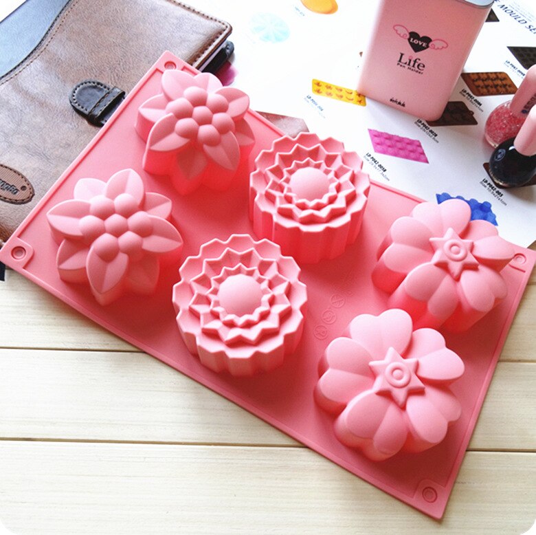 15 Shapes Silicone Soap Molds 3D Handmade Soap Making Resin Clay Candle Chocolate Jelly Ice Tubes Moulds Fondant Cake Decorating: flower