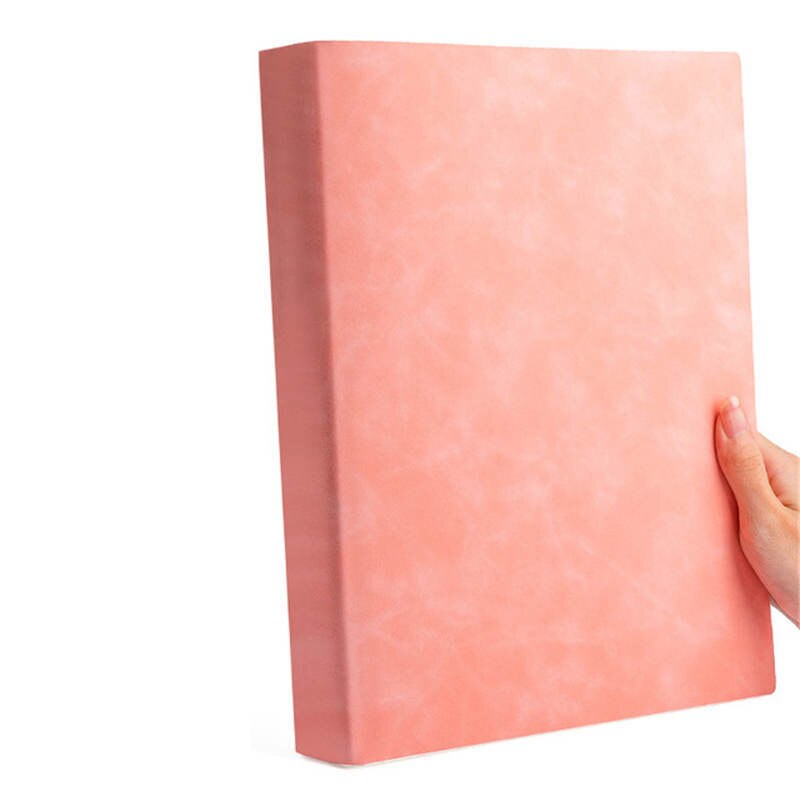 EZONE-Cuaderno de 208 páginas A4, libreta gruesa, cuaderno grande, diario de cuero suave, material escolar y de oficina, papelería: Rosa