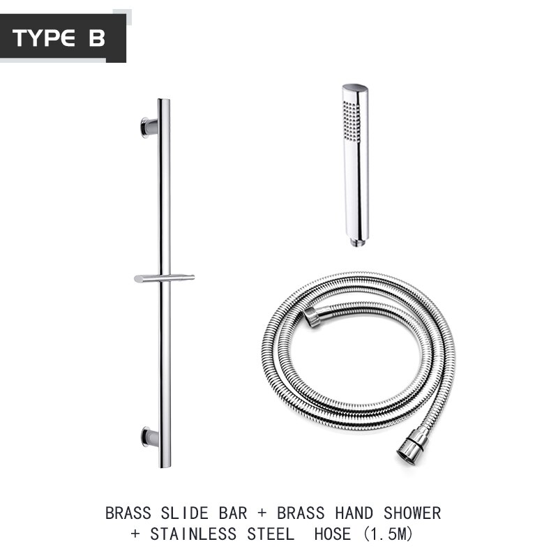 Shower Head Sliding Bar Wall Mount Shower Rail Slide Bar Silver Chrome Finished Adjustable Hand Hold Bracket Bathroom Shower Rod