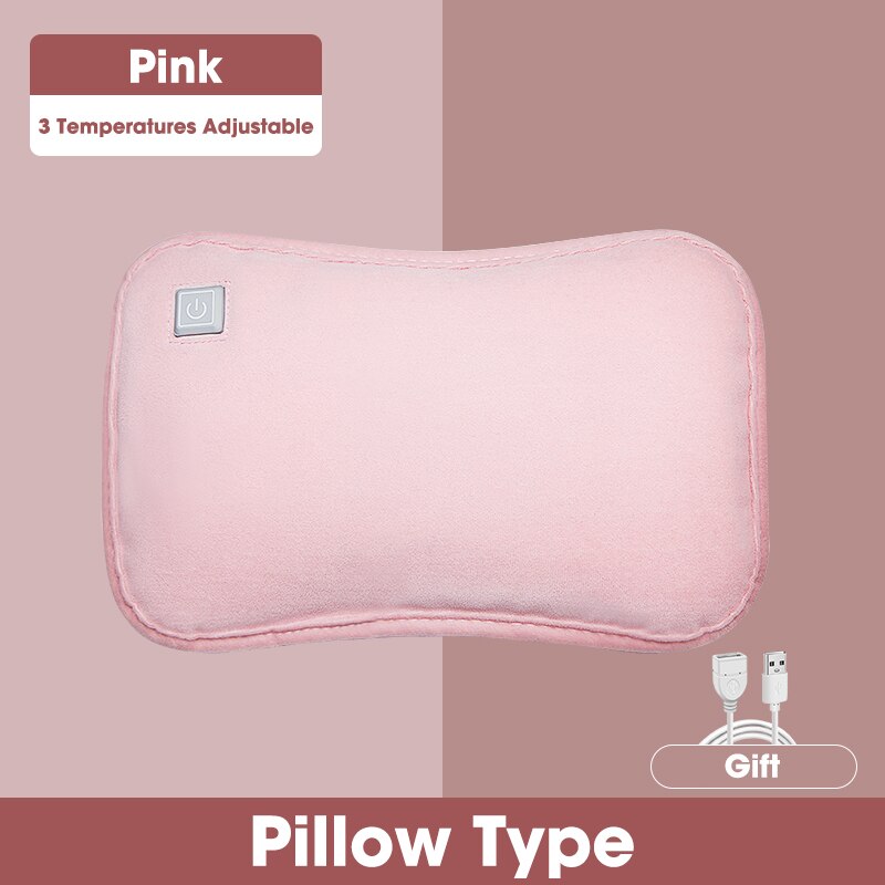 USB Heated Gloves Heating Hand Warmers Cute Pink Washable Plush Pillow Hand Warmer Office Home Work Winter USB Gadgets: Pillow pink