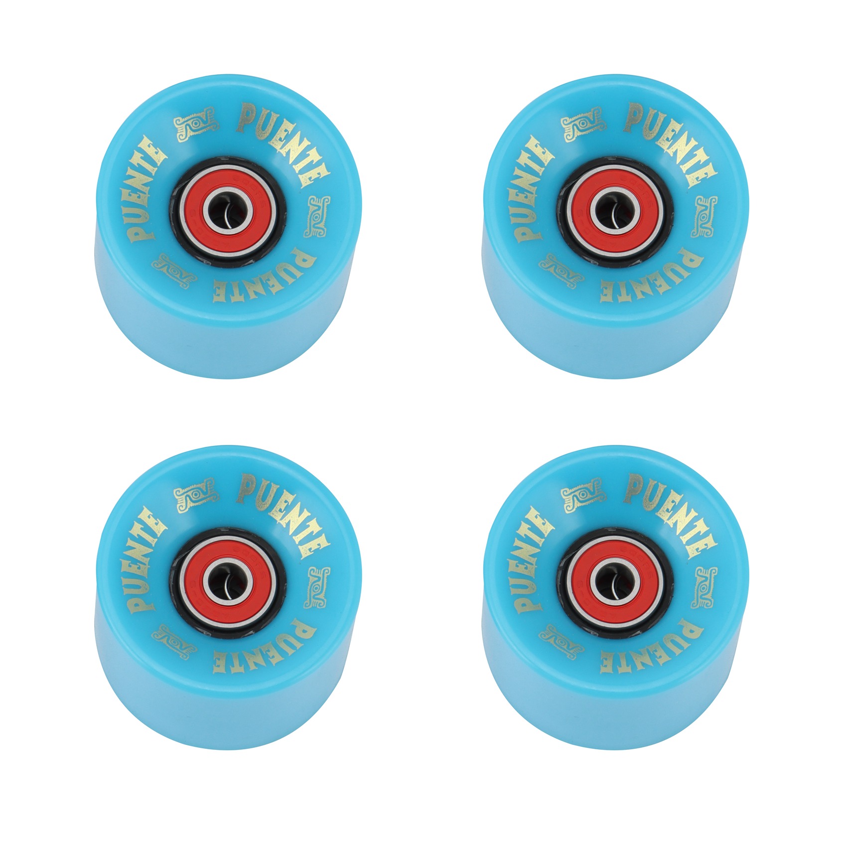 PUENTE 4Pcs/Set Cruiser Skateboard Wheels PU Wheels Long Board Cruiser Wheels with ABEC-9 Bearings,Blue