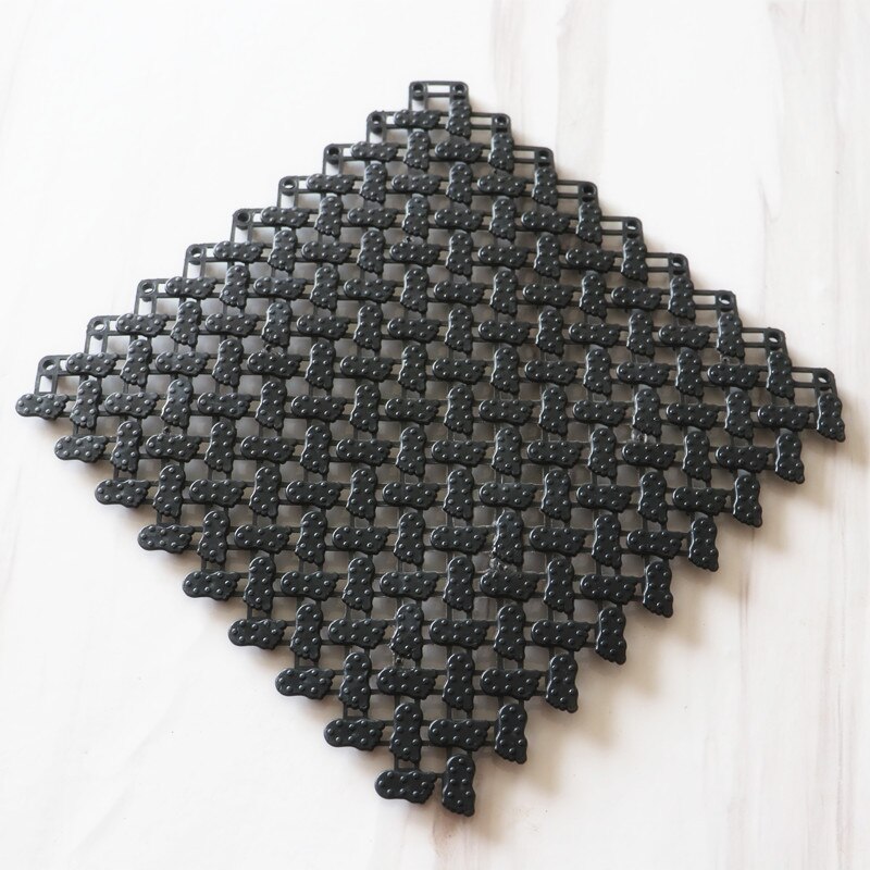 PVC free spline anti-skid waterproof mat bathroom anti-skid mat shower room anti skid mat set bath mat decoration: Black
