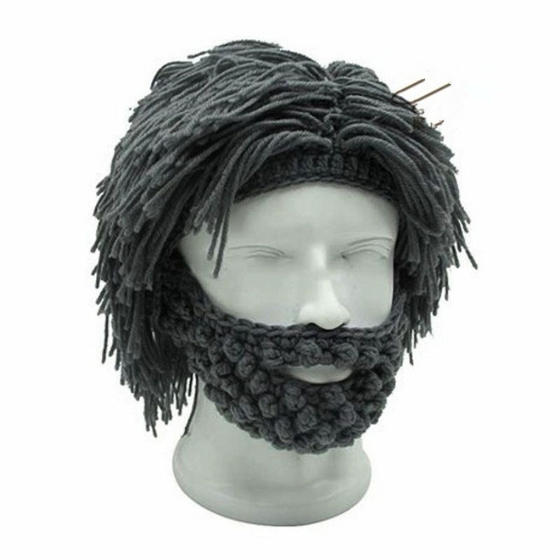 Hechos a mano nuevos gorros tejidos para hombres, sombrero de bigote para invierno, gorros con borla para la cara, máscara para ciclismo, gorro cálido para esquí, divertido sombrero de: Children  A