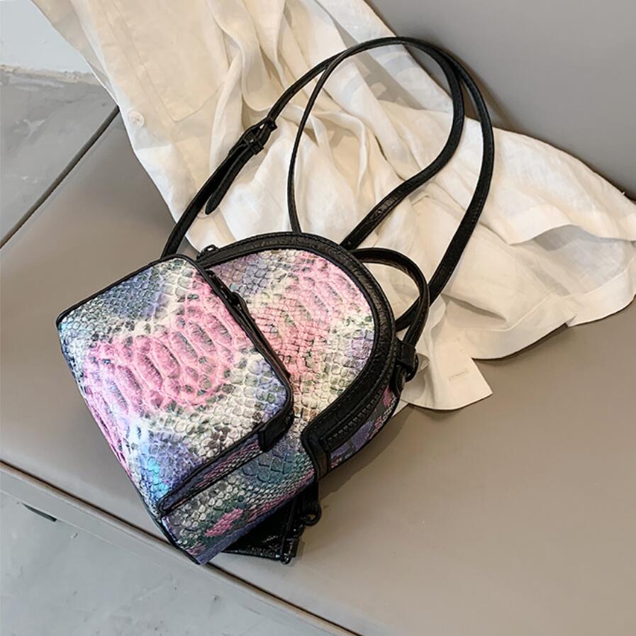 Kleine Schule Rucksäcke Stil Preppy Rucksack neue high PU leder Mini-Zurück Pack Serpentin schulter tasche