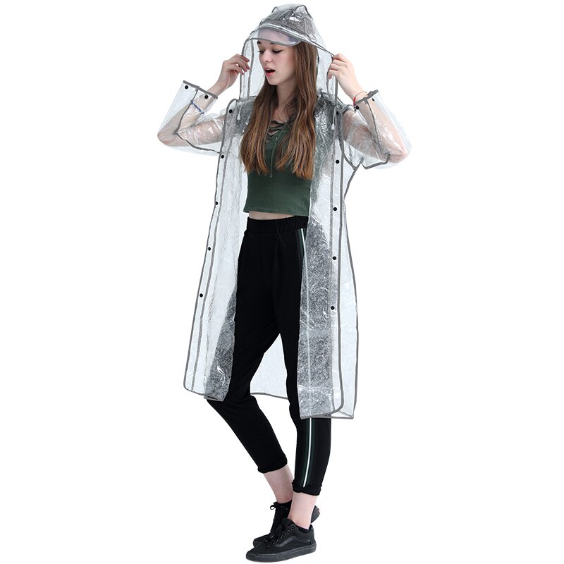 Imperméable Transparent réfléchissant imperméable femmes adulte veste longue coréenne randonnée en plein air imperméable équitation lumière vêtements de pluie