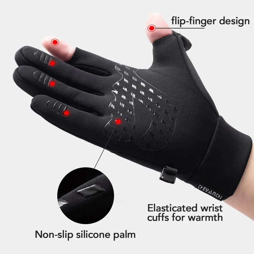2025 neue Winter-Angelhandschuhe, 2-Finger-kippen-Handschuhe, winddicht, Foto, für Männer und Frauen, warm, schützt Radfahren, Fisch-Angelhandschuhe
