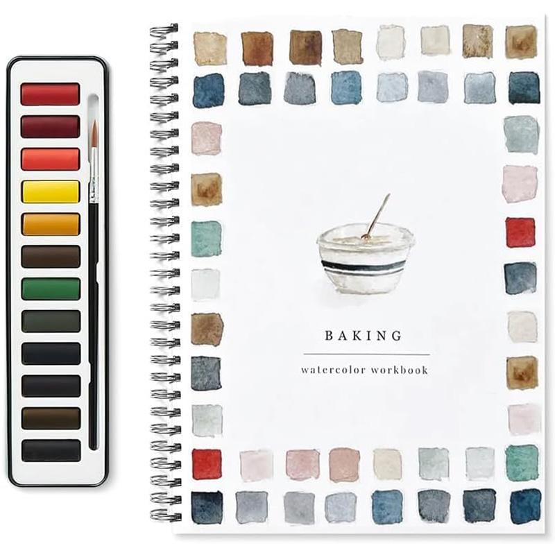 Cahier d'exercices aquarelle pour adultes – Kit de peinture 12 couleurs avec pinceau et pages rechargeables | Pour débutants, adolescents, hommes, femmes, art, apprentissage, loisirs, maison