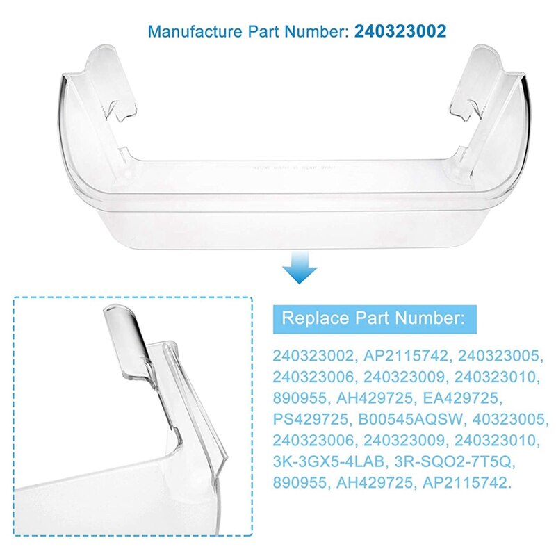 2 Pack of 240323002 Refrigerator Door Bin Shelf, for Frigidaire, Kenmore, Electrolux Replace AP2115742, 240323005