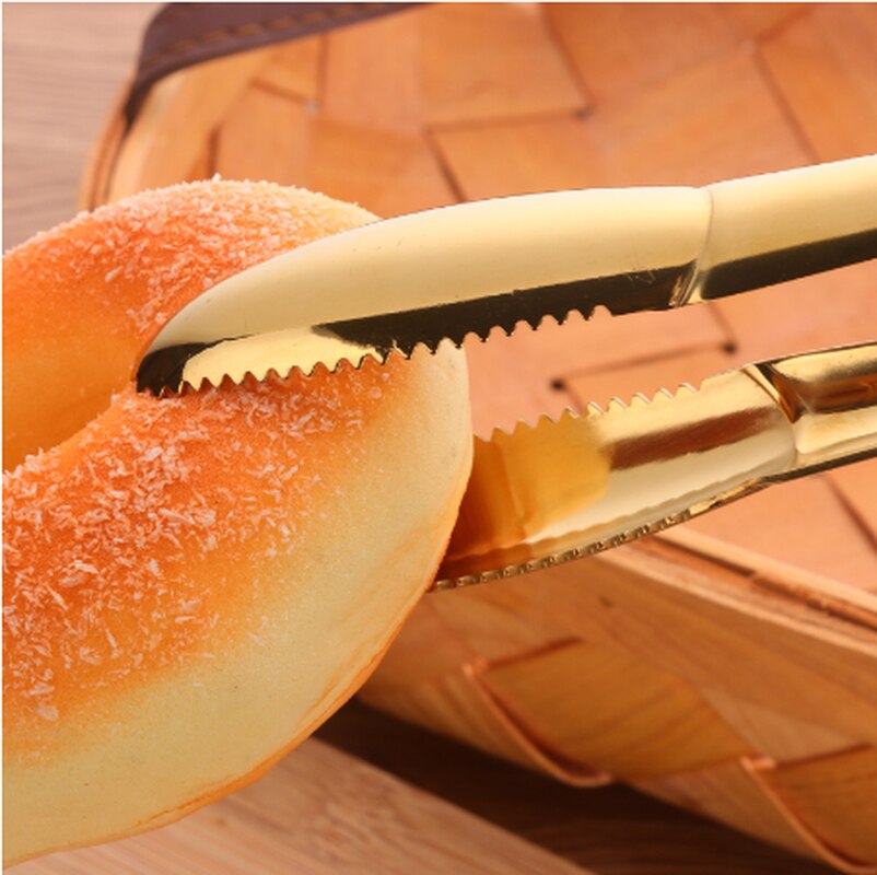 Kitchen Tongs Stainless Steel Food Tongs Golden Bread Clamp Salad Clip Baking Pastry BBQ Kitchen Cooking Utensils
