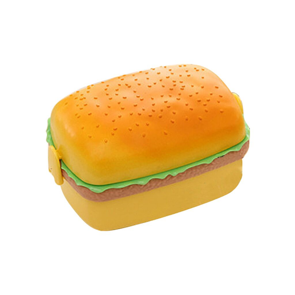 hamburger lunsjboks gutt bento boks matbeholder burger låve matboks matbeholder oppbevaring med barnegaffel  y1: Rektangel
