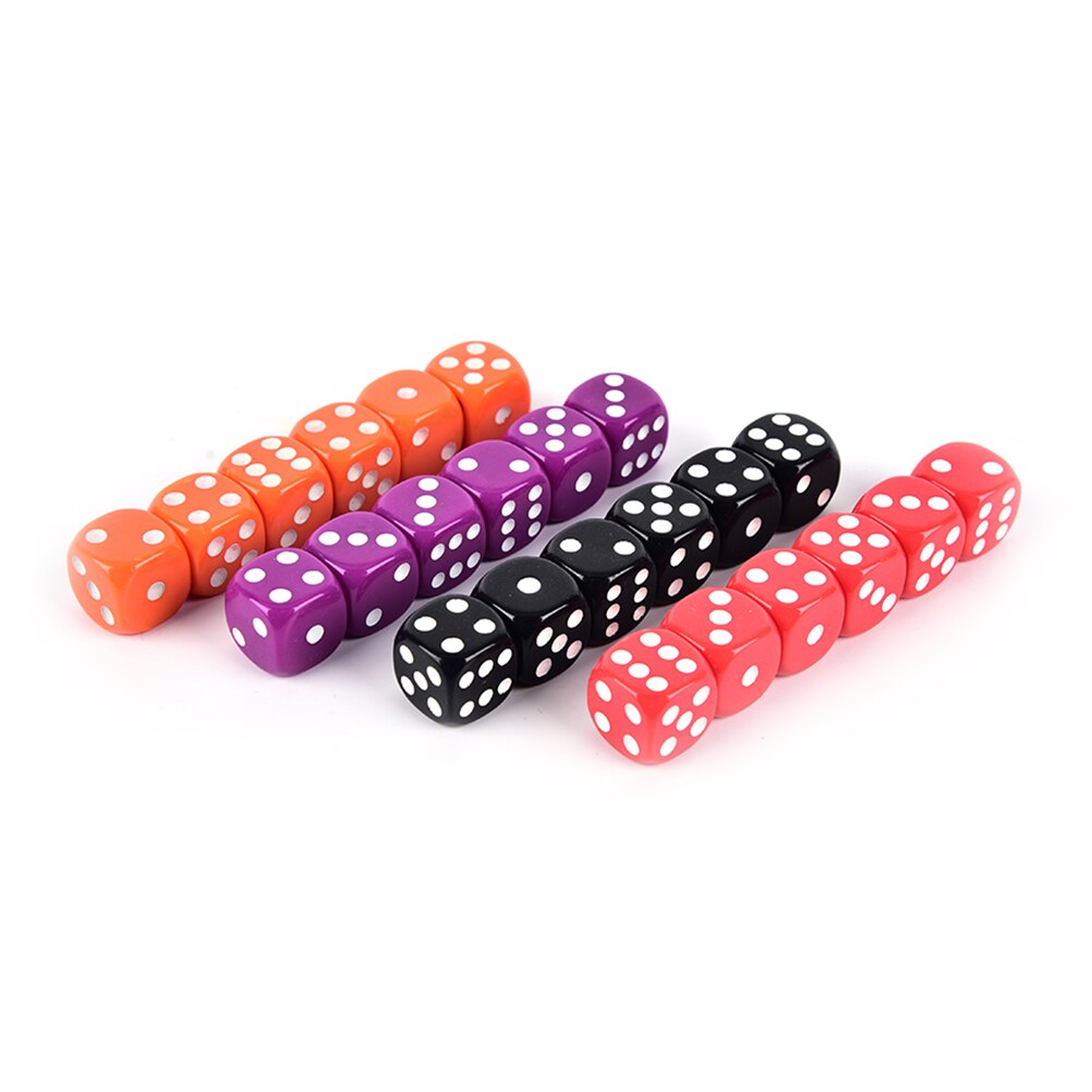 6 Stck 16MM Würfel Abgerundete Ecken vier-Farbe Transparente Würfel Brettspiel Trinken Würfel Digitale Gumbling Spiel