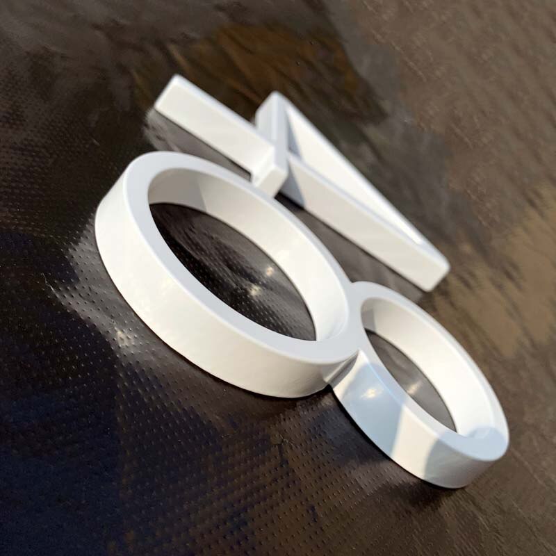 125mm White Floating House Numbers Doorplate Letters Metal Address Sign Plate Outdoor Street Door Plaque Number For Home Mailbox