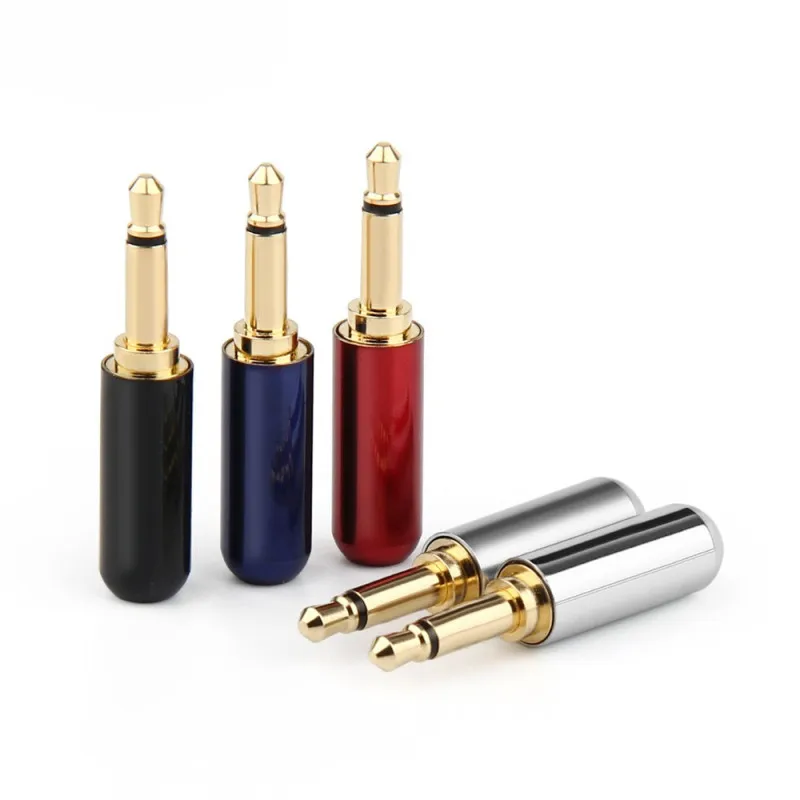 Jack 3.5mm hodetelefonplugg mono hann gullbelegg lydadapter 3.5 hifi høyttaler øretelefon aux loddetrådkontakt