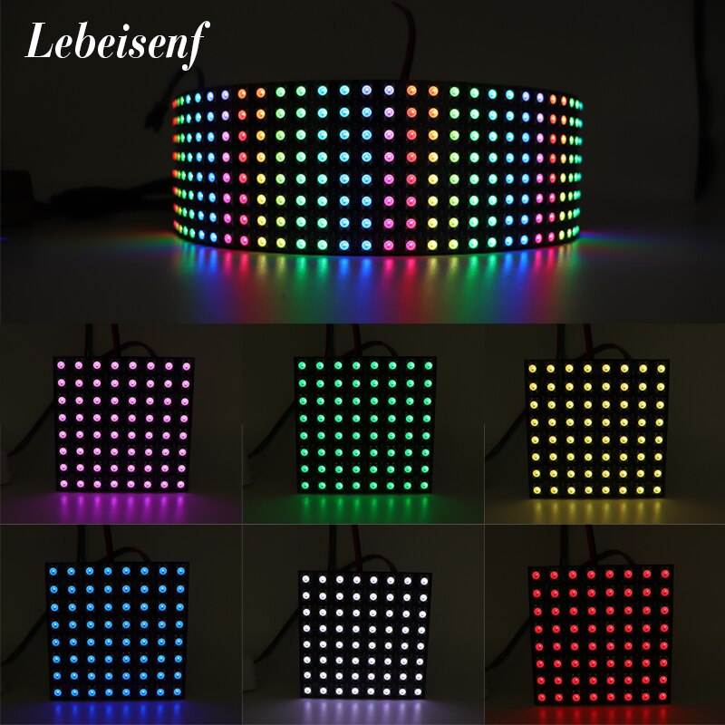 DC5V 5050 RGB Matrix led Pixel module light 8*8 16*16 8*32 Pixels WS2812B WS2812 Digital Flexible Panel Individually Addressable