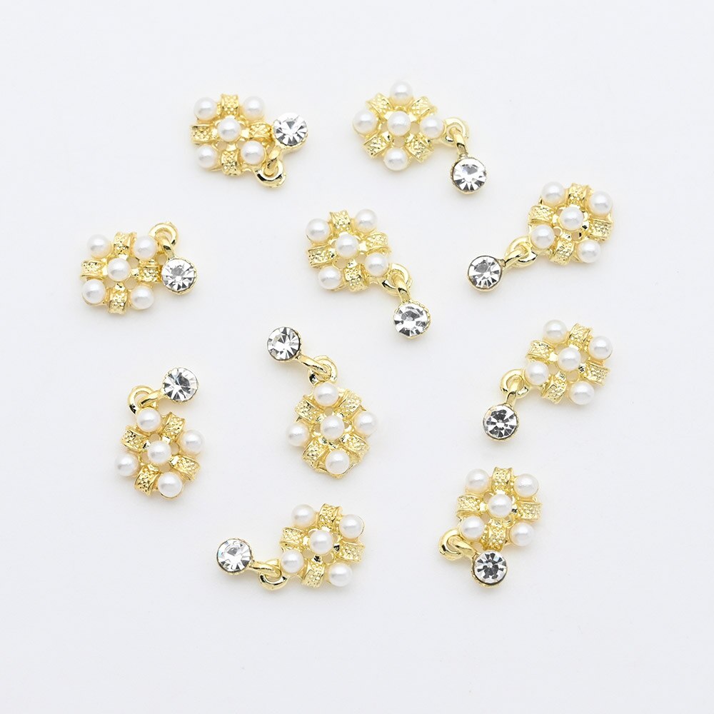 10pcs-Heart Jewelry Nail Dangle Charms Angel With Pearls+Rhinestones Decors For Acrylic Nails 18 Manicure Decorations #F2: JE0762