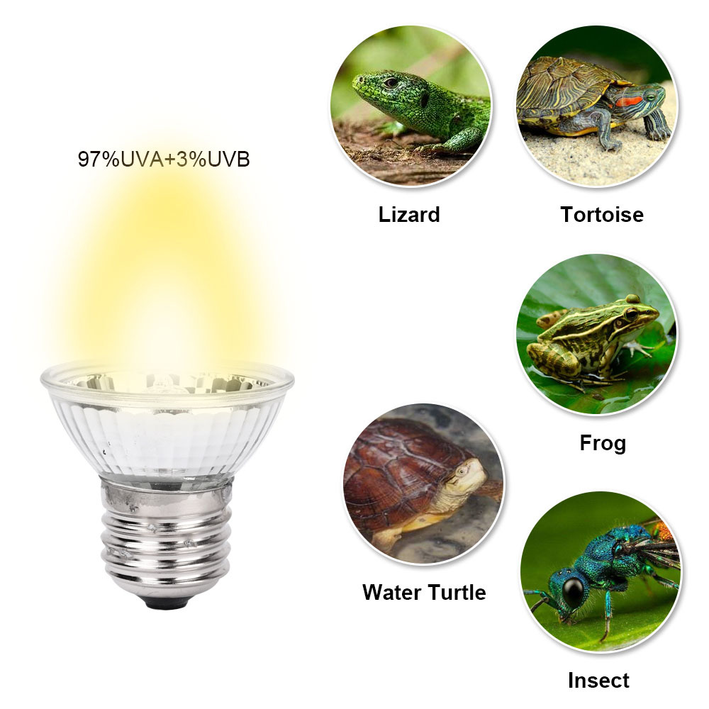 Bombilla para reptiles UVA UVB 3,0 de 25/50/75W, lámpara de calor para tortugas, anfibios, lagartos y tortugas