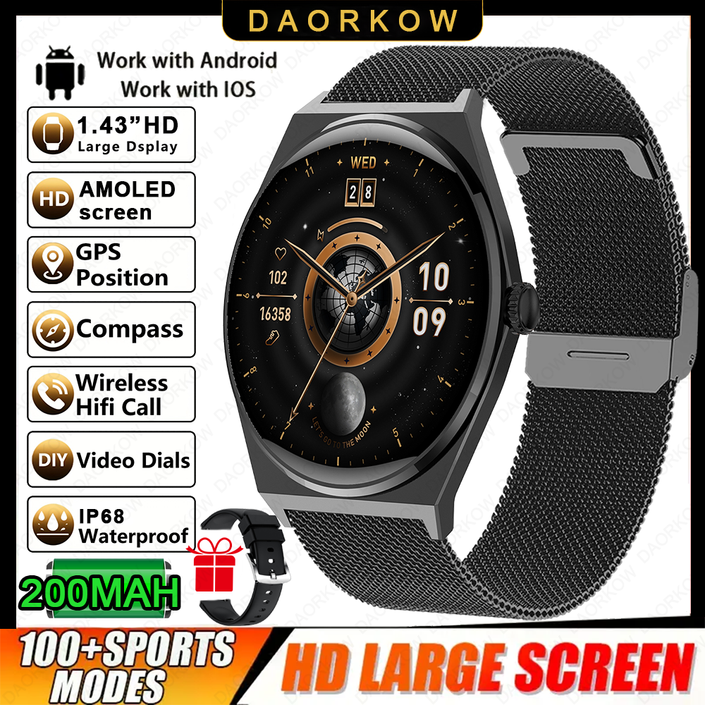 2026 Ultra Sottile Astuto Della Vigilanza Degli Uomini AMOLED 466*466 HD Pixel Display Always Show Time Bluetooth Chiamata di Promemoria Smartwatch Impermeabile: Chiaro