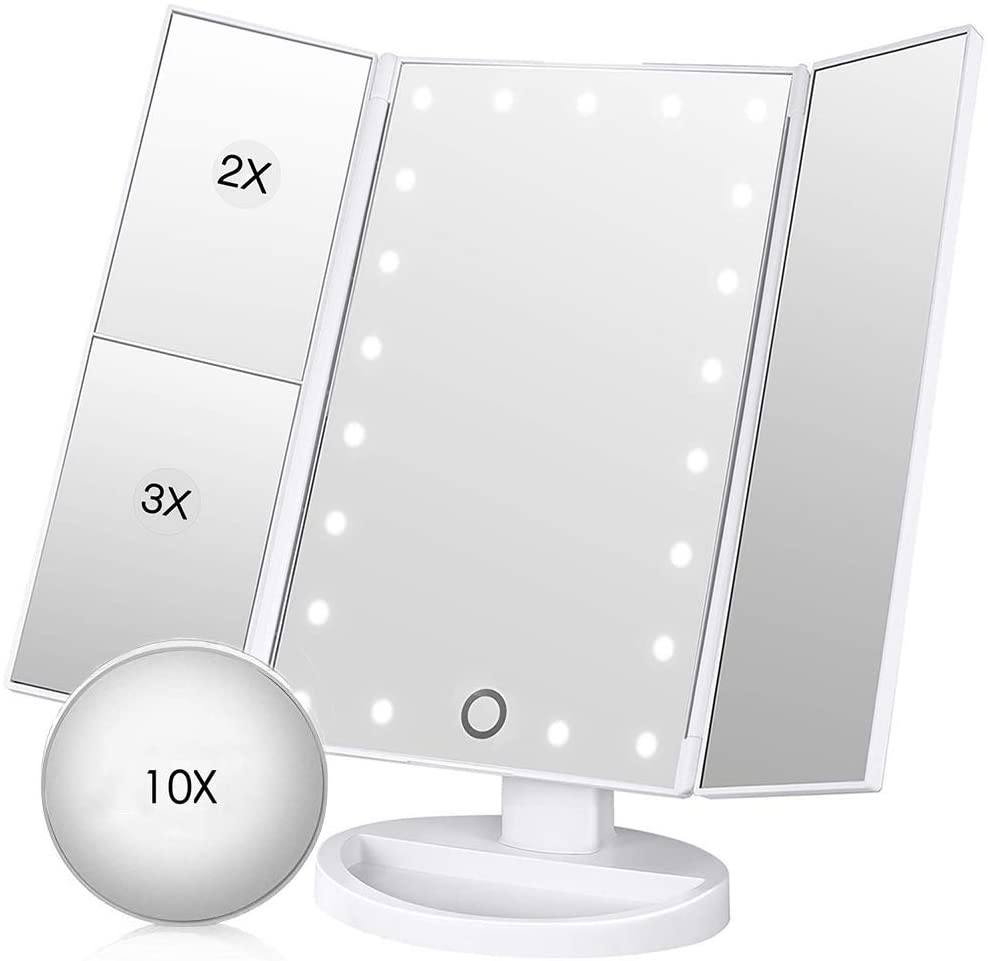 22 Led Licht Make-Up Spiegel 1X/2X/3X/10X Vergrootglas Professionele Touch Screen Cosmetische Spiegel 180 Graden roterende