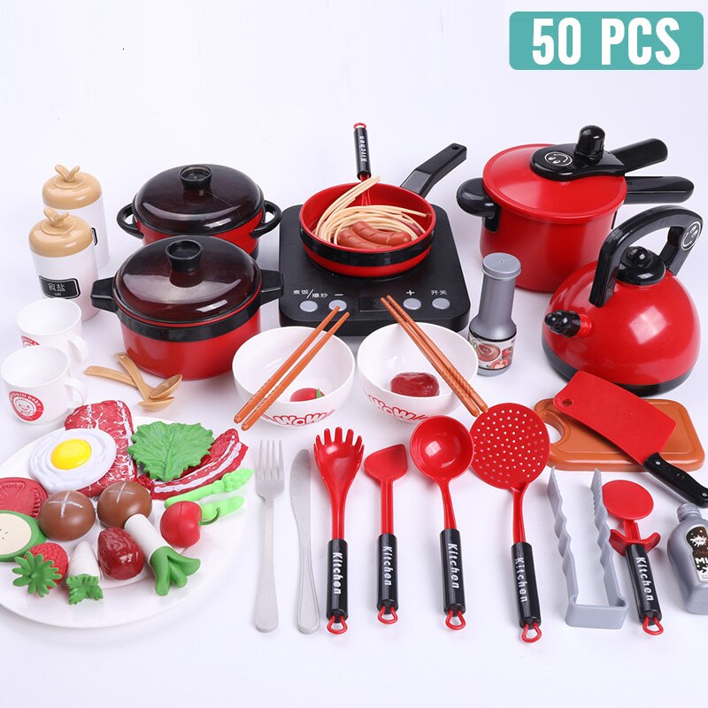 50 PCS Kinderen Mini Keuken Speelgoed Kookgerei Pot Pan Kids Pretend Koken Spelen Speelgoed Simulatie Keukengerei Speelgoed Kinderen