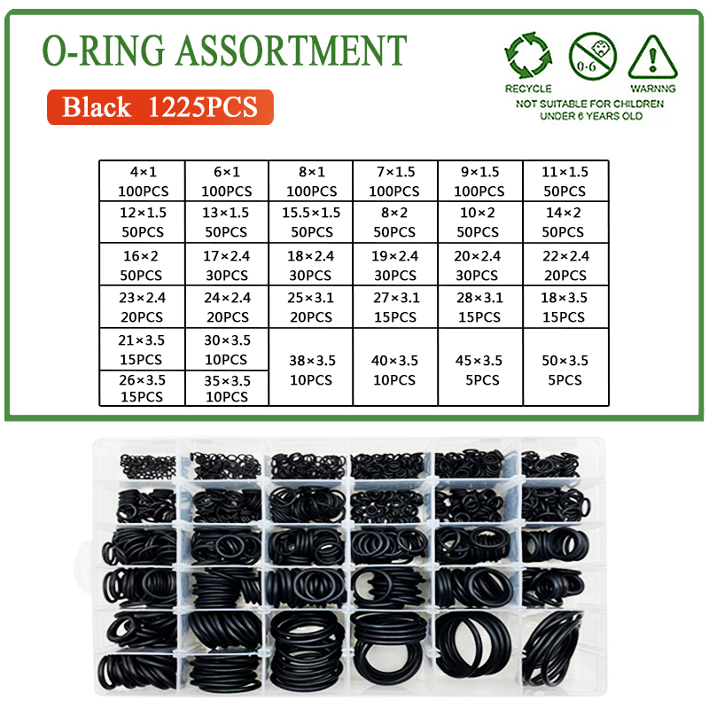 Multiple Sizes NBR O ring Set Seal Ring Oil Resistant And High Temperature Resistant Nitrile Rubber Ring O-Ring Repair box: grey