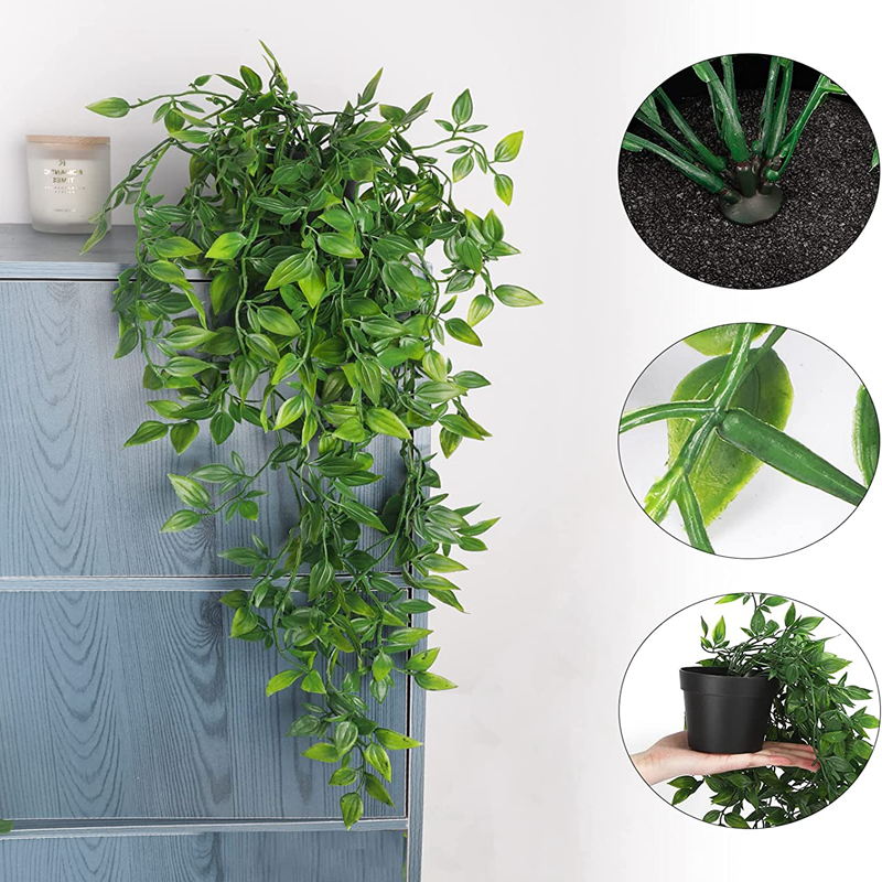 Kunstige vedbendplanter plastikblad med potter bryllupsår juledekoration til hjemmet, haven, gør-det-selv stue vægophæng