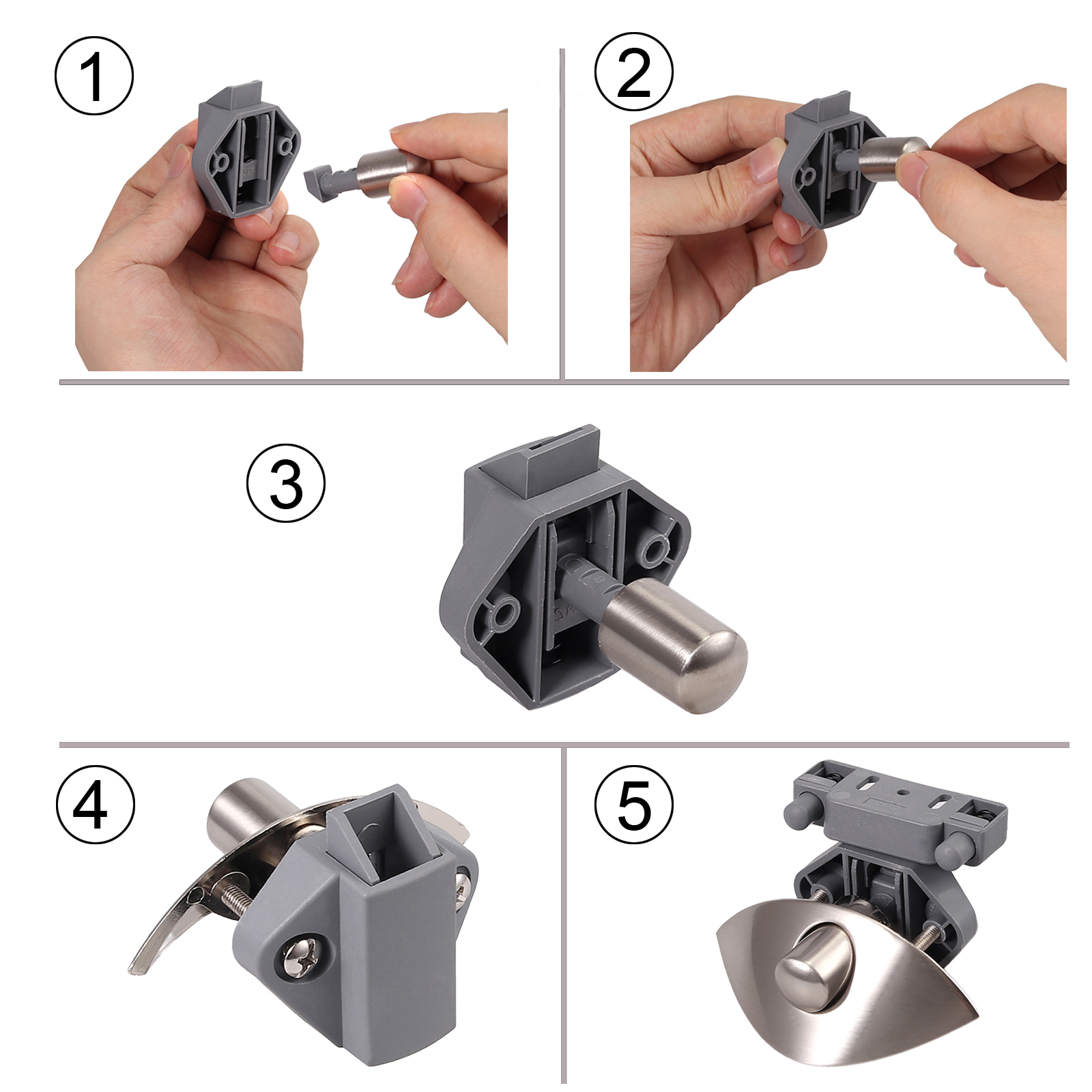 Justech Half Moon Push Latch Knob Lock For RV Caravan Yacht Car Boat Drawer Motorhome Catch Lock