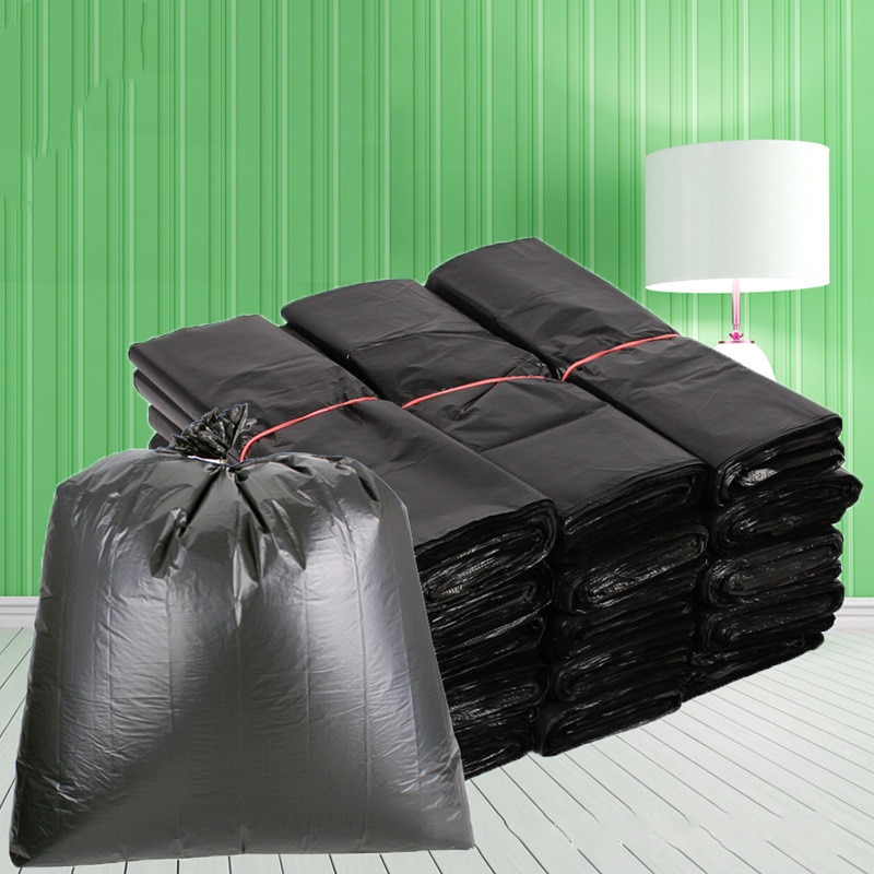 50 Pcs Big Capacity Trash Bag Heavy Duty Thickened Extra Large Commercial Waste Trash Garbage Bag Black Hotel Market Trash Bags