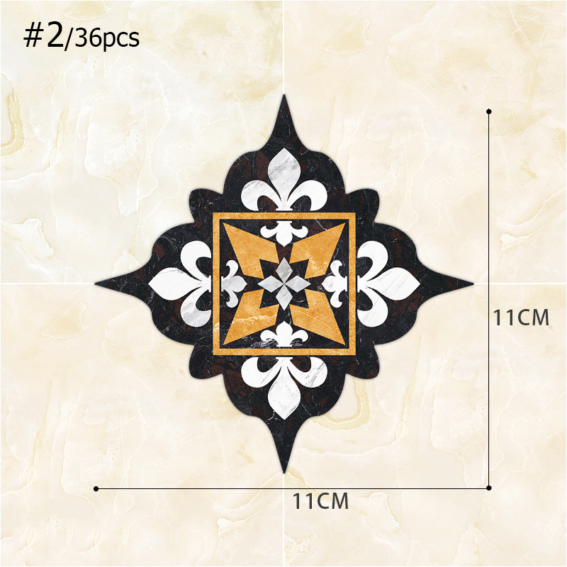 36 Pcs Self Adhesive Floor Tile Stickers Waterproof Floor Diagonal Sticker Europe Royal Style Living Room Decor Wall Floor Stick: 2