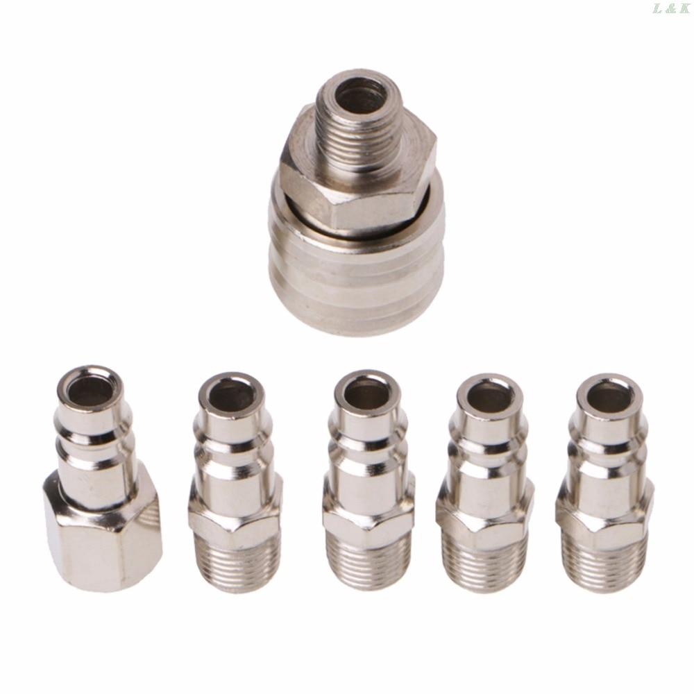 6 Pcs EURO Air Line Hose Compressor Fitting Connector Quick Release Set 1/4" BSP M03 L29K