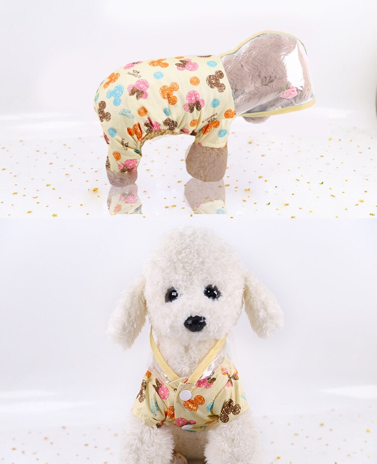 Imperméable pour chien imprimé ours en peluche vêtements de pluie imperméables vêtements pour chien de compagnie transparent à quatre pattes petits chiens moyens vêtements pour animaux de compagnie animal de compagnie
